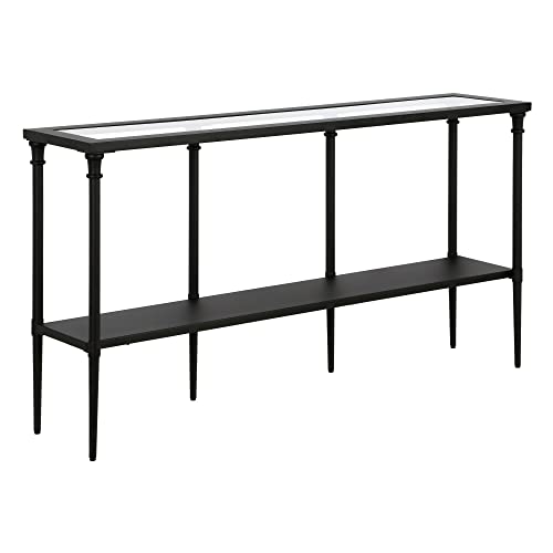 Nellie 55'' Wide Rectangular Console Table with Metal Shelf in Blackened Bronze Henn&Hart