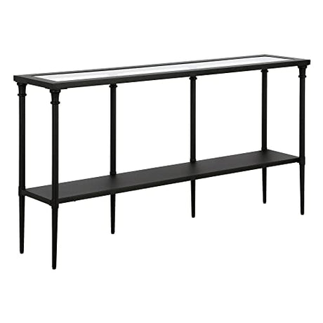 Nellie 55'' Wide Rectangular Console Table with Metal Shelf in Blackened Bronze Henn&Hart