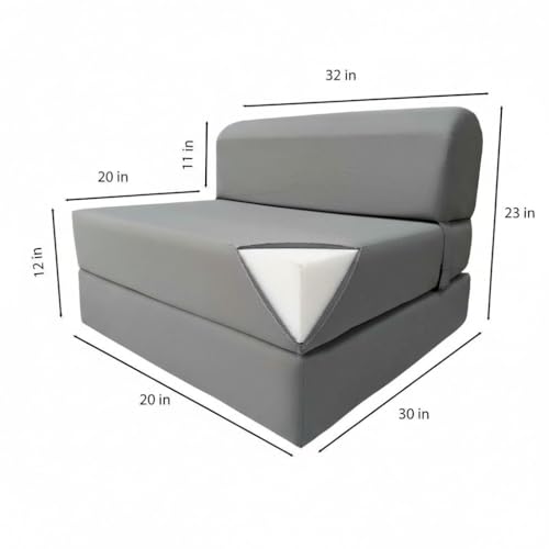 D&D Futon Furniture Gray Sleeper Chair Folding Beds, Convertible Studio Sofa Bed, High Density Foam (70 x 32 x 6 in Thick) D&D Futon Furniture