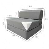 D&D Futon Furniture Gray Sleeper Chair Folding Beds, Convertible Studio Sofa Bed, High Density Foam (70 x 32 x 6 in Thick) D&D Futon Furniture