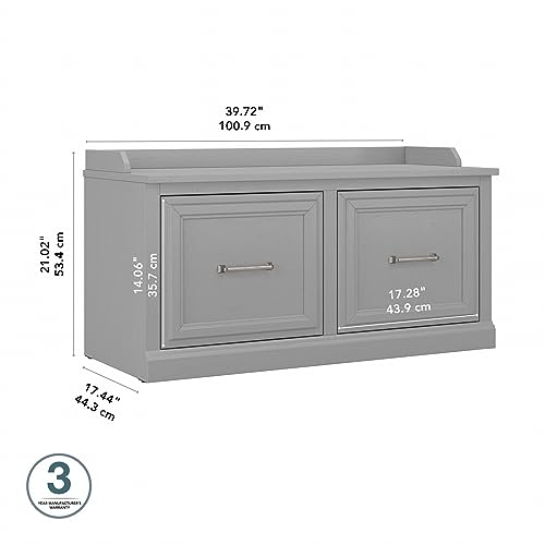 Bush Furniture Woodland Shoe Storage Bench with Doors | Footwear Organizer for Home Entryway, Mudroom, and Foyer, 40W, Cape Cod Gray