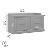Bush Furniture Woodland Shoe Storage Bench with Doors | Footwear Organizer for Home Entryway, Mudroom, and Foyer, 40W, Cape Cod Gray Bush Business Furniture
