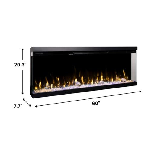 Modern Ember Aerus Skyline 60 Inch Linear Multi-Sided 3D Smart Electric Fireplace - 1,000+ Flame & Ember Bed Color Combinations, Fully or Partially Recessed | Alexa/WiFi Enabled - Remote Included Modern Ember