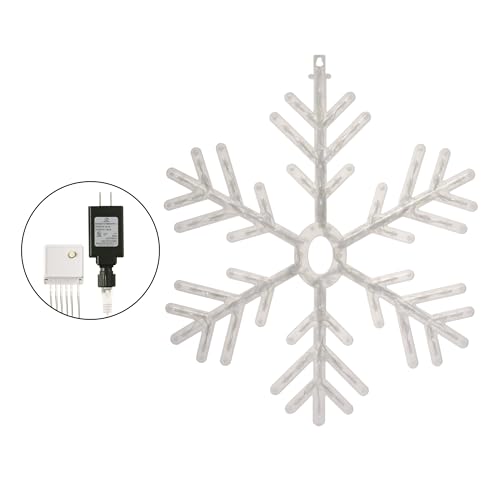 Alpine Corporation 24"H Indoor/Outdoor Hanging Snowflake Decoration with LED Lights Alpine Corporation