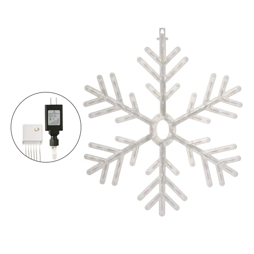 Alpine Corporation 24"H Indoor/Outdoor Hanging Snowflake Decoration with LED Lights