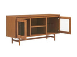 Crosley Furniture Dempsey Record Player Cabinet Vinyl Storage and Display Mid-Century Modern Turntable Stand, Walnut Crosley Furniture