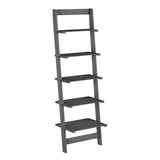 Skinny Ladder Bookshelf - 5-Tier Shelving Unit - Whitewash Wood Farmhouse Decor for Living Room, Bedroom, Office, and Entryway by Lavish Home (Gray) Lavish Home