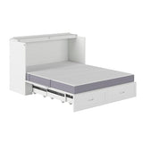 AFI Hamilton Queen Murphy Bed Chest with Mattress, Storage, and Built-in Charger in White AFI