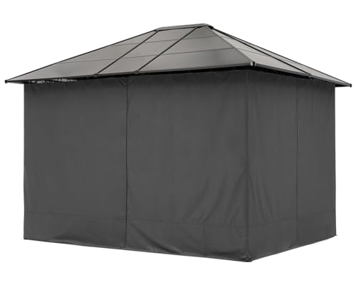 ABCCANOPY Hardtop Gazebo 10x12 - Outdoor Polycarbonate Hard Top Roof Gazebo with Curtains and Netting for Patios, Deck, Backyard and Garden (Dark Gray) - WoodArtSupply