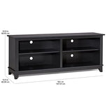 ROCKPOINT 58inch TV Stand Media Console for TV’s up to 65 Inches, Home Living Room Storage Console, Entertainment Center with 4 Open Storage Shelves, Modern TV Console Table (Black) ROCKPOINT