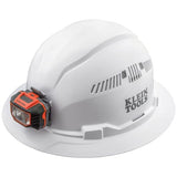 Klein Tools 60407 Hard Hat with Light, Vented Full Brim Style, Padded, Self-Wicking Odor-Resistant Sweatband, White Klein Tools