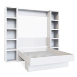Oakland Living Easy-Lift Full Murphy Wall Bed in White with Two Bookshelves Oakland Living