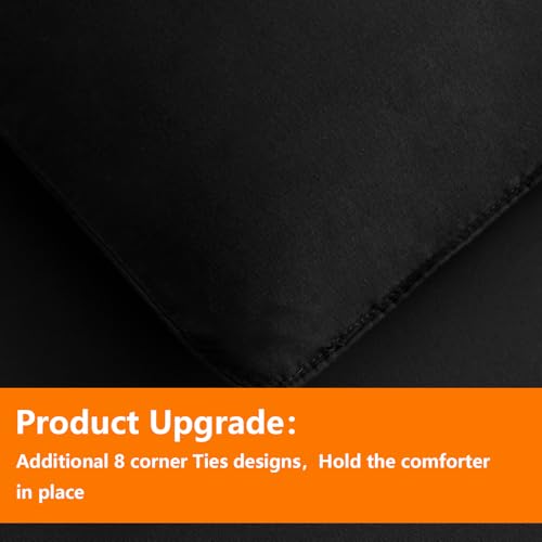 TAIMIT King Size Comforter Set - 7 Pieces, Bed in a Bag Bedding Sets with All Season Soft Quilted Warm Fluffy Reversible Comforter,Flat Sheet,Fitted Sheet,2 Pillow Shams,2 Pillowcases,Black TAIMIT