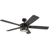 Honeywell Ceiling Fans Bonterra, 52 Inch Contemporary Indoor LED Ceiling Fan with Light and Remote Control, Dual Finish Blades, Reversible Motor - Model 50690-01 (Matte Black) Honeywell Ceiling Fans