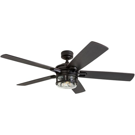 Honeywell Ceiling Fans Bonterra, 52 Inch Contemporary Indoor LED Ceiling Fan with Light and Remote Control, Dual Finish Blades, Reversible Motor - Model 50690-01 (Matte Black) Honeywell Ceiling Fans