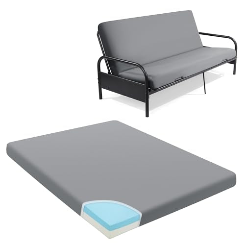 HOMBYS Memory Foam Futon Mattress, Foldable Sofa Bed Mattress with Removable Cover, Medium Firm Support, Fits Most Futon Frames (Full) HOMBYS