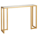 Pemberly Row Art Deco Metal Console Table, Brass Finish, 42 in x 10 in x 29 in, Tempered Glass Top and Shelf, Modern Industrial Style, Entryway or Living Room Accent Table for Home Decor Pemberly Row