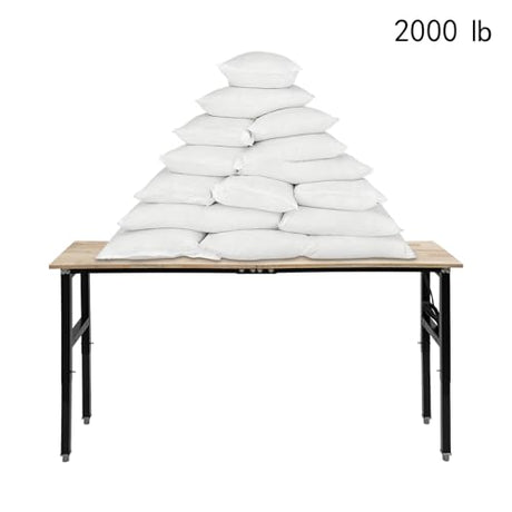 Heavy-Duty Workbench with Power Outlets, 3000lbs Load Capacity 72x20 Inch Work Table with 4 AC & 2 USB Ports, Height Adjustable Workshop Desk 31.5-39.3in Coehazelf