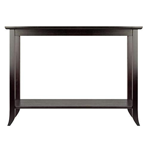 Winsome Genoa Console Table with Glass Top and Shelf, 40-Inch, Espresso, for Living Room, Hallway, or Entryway Winsome