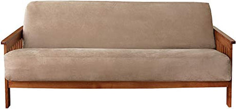 SureFit Home Décor Soft Suede Futon Slipcover, Polyester, Machine Washable, One Piece, Taupe Color SureFit