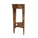 Beaumont Lane Traditional Demilune Console Table, Medium Brown Burl Wood Veneer, 54" W x 15" D x 32" H, Rubberwood Frame, Tapered Legs, Lower Shelf, Entryway or Living Room Furniture Beaumont Lane