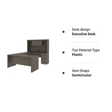 Bestar Logan U or L-Shaped Executive Office Desk with Pedestal and Hutch, Table Workstation for Personal Home Workspace, 66W, Bark Grey Bestar