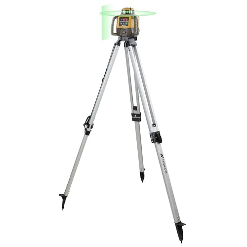 Topcon RL-H5A Laser Transit Leveler Kit - LS-80X Rotary Laser Receiver with Rod Bracket - 36-60in Precision Level 360 Laser Tripod - 13ft Fiber Rod Level Tool with Tenth Increments for Construction TOPCON