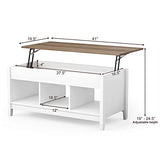 Tangkula Wood Lift Top Coffee Table, Modern Coffee Table w/Hidden Compartment and Open Storage Shelf for Living Room Office Reception Room (White) Tangkula