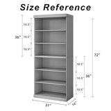 Casaphoria 72" H Wooden Bookcase, Heavy Duty Bookshelves, 6-Tier Wide Bookshelf with Large Storage Space for Home Office, 72" H x 31" W x 16" D, 126Lb, Oak Casaphoria