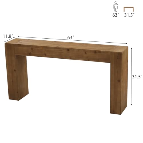 WINWY Solid Wood Console Table for Entryway, 63" Long Farmhouse Sofa Table Behind Couch, Rustic Rectangular Wooden Entry Tables for Living Room, Hallway, Foyer, 10 Mins Easy Assembly WINWY