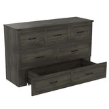 Ball & Cast Murphy Bed Queen Size Bed Frame with Charging Station,Murphy Bed Cabinet Foldable Platform Bed w/Large Storage Drawer,can be Folded,Slat Support,No Box Spring Needed,for Apartment,Gray Ball & Cast