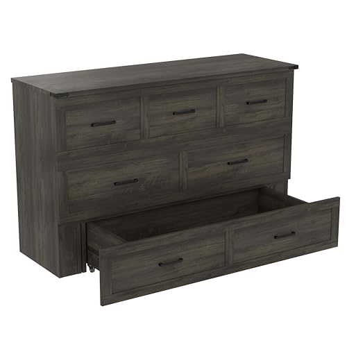 Ball & Cast Murphy Bed Queen Size Bed Frame with Charging Station,Murphy Bed Cabinet Foldable Platform Bed w/Large Storage Drawer,can be Folded,Slat Support,No Box Spring Needed,for Apartment,Gray Ball & Cast