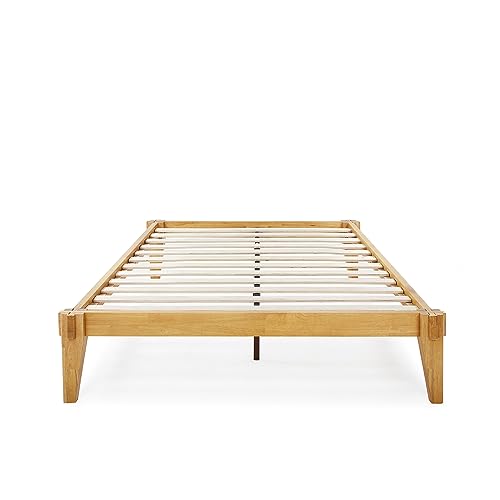Bme Chalipa 14” Minimalist Solid Wood Platform Bed Frame with Natural Finish Bme
