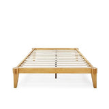 Bme Chalipa 14” Minimalist Solid Wood Platform Bed Frame with Natural Finish Bme