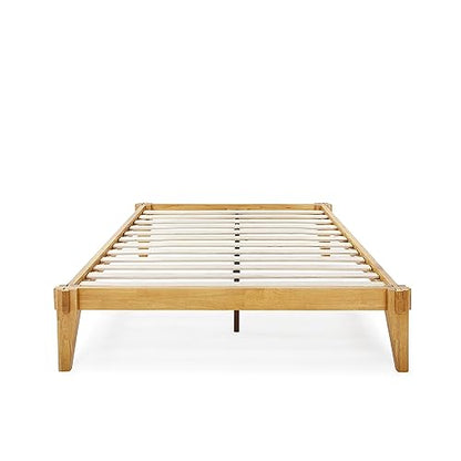 Bme Chalipa 14” Minimalist Solid Wood Platform Bed Frame with Natural Finish - WoodArtSupply