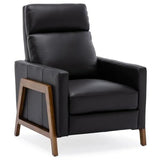 BOWERY HILL Push Back Recliner Chair, Top Grain Leather Upholstery, Exposed Wood Frame, Mid Century Modern Recliner, 41.25" Hx30.5 Wx33.46 D