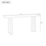 Merax 63-Inch Minimalist Console Table with Pine Veneer and Geometric Legs, Stylish Narrow Entryway Table for Living Room, Dining Room, Hallway and Study, Beige Merax