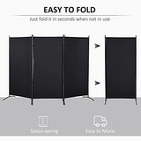 HOMCOM 6 Ft Tall 3 Panel Fabric Room Divider, Freestanding Partition Wall Divider, Folding Privacy Room Separator for Indoor, Home Office, Black HOMCOM