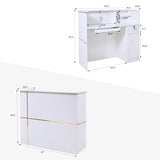 50" Reception Desk – Modern Front Desk with Lockable Drawer, Keyboard Tray, Storage Cabinet, Built-in Power Outlet, LED Lights & DIY Stripe – Ideal for Lobbies, Salons & Retail LayBurst