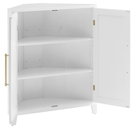 Crosley Furniture Roarke Stackable Corner Pantry Storage Cabinet with Shelves, Kitchen, Dining, Laundry, White Crosley Furniture