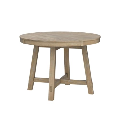 P PURLOVE Round Kitchen Table, Round Extendable Dining Table with 16" Leaf,Wood Dining Table Round,Natural Wood Wash Dinner Table P PURLOVE