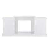 SEI Furniture Gallatin Faux Stone Electric Fireplace with Bookcases, New White SEI Furniture