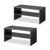 Whitmor Wood Stackable 2-Shelf Shoe Rack, 24 INCH, Espresso，2 Pack Whitmor