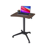 HAOOAH Pneumatic Adjustable Height Desk, Laptop Standing Desk, Rolling Sit-Stand Cart, Mobile Podium Portable Lectern for Home, Office& Classroom, 26" 19.3" Platform (29" to 46.9" H)，Brown HAOOAH