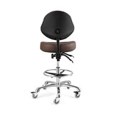 McDooFly Rolling Drafting Chair with Back Support - Tall Office Chair for Standing Desk Adjustable Foot Ring Swivel Rolling Stools for Workshop Art Studio Salon Shop Counter Home Office (Brown) McDooFly