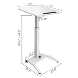 JSJCCTESK Mobile Standing Desk with 45° Tilting Desktop, Portable Rolling Standing, Height Adjustable Sit Stand Foldable with Wheels, Mobile Desk Workstation for Home Office (White, Large) JSJCCTESK