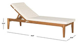 SAFAVIEH Outdoor Collection Montclair Natural Solid Wood/Beige Cushion Adjustable Chaise Lounge Chair (PAT6731A)