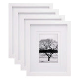 Egofine 8x10 Picture Frames Set of 4, Made of Solid Wood Covered by Plexiglass 4x6 and 5x7 with Mat or 8x10' without Mat, for Table Top Display and Wall Mounting Photo Frame White Egofine