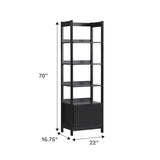 Walker Edison Modern Narrow Open Bookshelf with Drawer – 22 Inch, One-Drawer Black Walker Edison