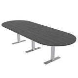SKUTCHI DESIGNS INC. 12 Person Modular Conference Table with Metal T Legs | Racetrack Shaped | Harmony Series | 12 Ft | Asian Night SKUTCHI DESIGNS INC.